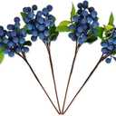 DS. DISTINCTIVE STYLE Artificial Blueberries 4 Pieces Lifelike Faux Fruit Berries Fake Flowers for Decoration (Blue)