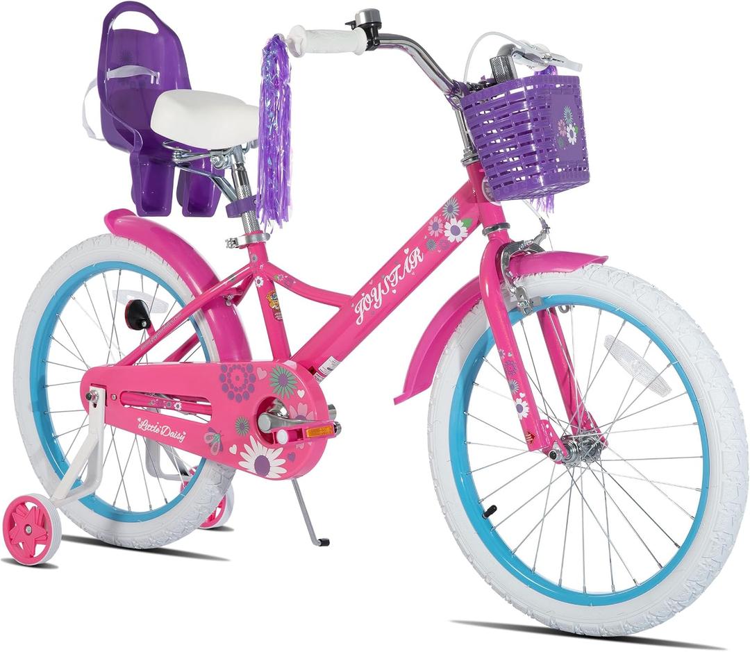 JOYSTAR Little Daisy Kids Bike for Girls Boys Ages 2-10 Years, 12 14 16 20 Inch Girls Bikes with Doll Bike Seat & Streamers, Boys Bike with Flag & Number Plate, Multiple Colors