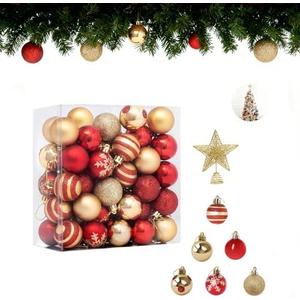 Christmas Balls 50PCS 1.57Inch Christmas Tree Hanging Ornament Xmas Ball Decoration,Red and Gold Christmas Ornaments Balls for Xmas Tree Wreath Garland