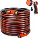 YAMATIC Garden Hose 75ft x 5/8in, Durable Water Hose with 10 Function Hose Nozzle, Swivel Handle, Kinkless, Leakproof, 3/4" Solid Brass Connections for Backyard Lawn Car Wash