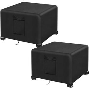 Kovshuiwe 2Pcs-22 L x 22" W x 18" H Outdoor Patio Ottoman Cover, Waterproof, 600D Heavy Duty Outdoor Furniture Cover with Padded Handles,Black