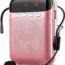 Portable Voice Amplifier for Teachers with Bluetooth, 2400mAh Rechargeable Headset Microphone Amplifier and Waistand,Portable Meagaphone Speaker Mic for Teachers,Tour Guides,Classroom,Yoga(Rose)