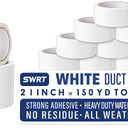SWRT 12 Pack White Duct Tape, Strong Adhesive, 2 Inch x 150 Yd Total, Heavy Duty Waterproof All Weather, No Residue Sealing & Patching for Indoor & Outdoor Repair