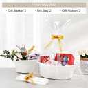 2 Pack Small Woven Basket with Gift Bags and Ribbons, Empty Decorative Gift Chest Box, Cute Baby Gift Basket for Nursery, Cotton Rope Room Shelf Storage Basket with Handles, All 12"x 8"x 5",White