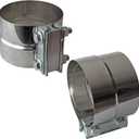 4" Lap Joint Exhaust Band Clamp - Stainless Steel With 1 Block 2Pcs For 4" Od To 4" Id Exhaust Pipe, Muffler, Elbow And Exhaust Tubing Connection(2 Pack)