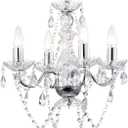 LaLuLa Chrome Chandelier Modern Mini Acrylic Crystal Chandelier Lighting 4 Light Candle Style Chandeliers for Dining Room