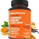 Turmeric Curcumin Supplement with Black Pepper & Ginger Root 1000mg | Optimized Formula 95% Curcuminoids Curcuma | Joint Health & Inflammation Support | 60 Capsules Powder Filled