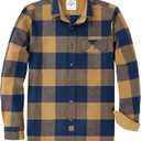 Dubinik 6 oz Flannel Shirt for Men Long Sleeve Casual Button Down Brushed 100% Cotton Shirt (M)