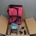 Large Pet Carrier with Wheels, Foldable Rolling Dog Carrier with Big Pocket, Cat Rolling Bag 21"x13"x13" for 2 Cats &Dogs, for Travel, Outdoor, Vet Visits, Camping, Indoor.Pink. (Not for Airline)