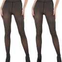 EXQUISLIFE Fleece Lined Tights Sheer Women - Fake Translucent Warm Pantyhose Leggings Sheer Thick Tights, for Winter