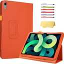 for Apple iPad (A16) 11th Generation Case 11 Inch 2025 & iPad 10th Generation Case 10.9 Inch 2022, Stand Folio Smart PU Leather Shockproof Cover with Pencil Holder [Auto Sleep/Wake], Orange