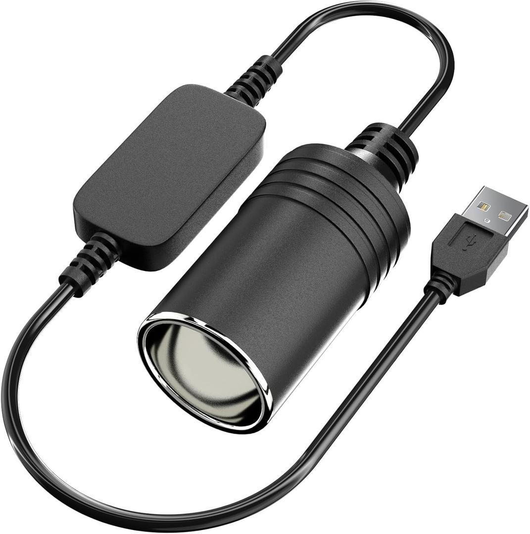 USB to Cigarette Lighter Adapter, 10W USB Male to 12V Cigarette Lighter Socket Cable, for Dash Cam, Radar Detector, Car Fan, Electronic GPS, Led Light