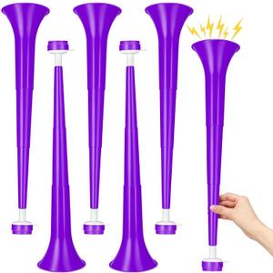6 Pieces Stadium Horn, 21 Inch Collapsible Vuvuzela Trumpet for Sporting Events Football Carnival Party Supplies, Purple