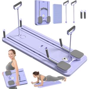 JANUA Pilates Board - Pilates Reformer Set, Multi-Purpose Foldable Pilates Reformer Board for Home, 5 in 1 Pilates Sliding Board (Purple)