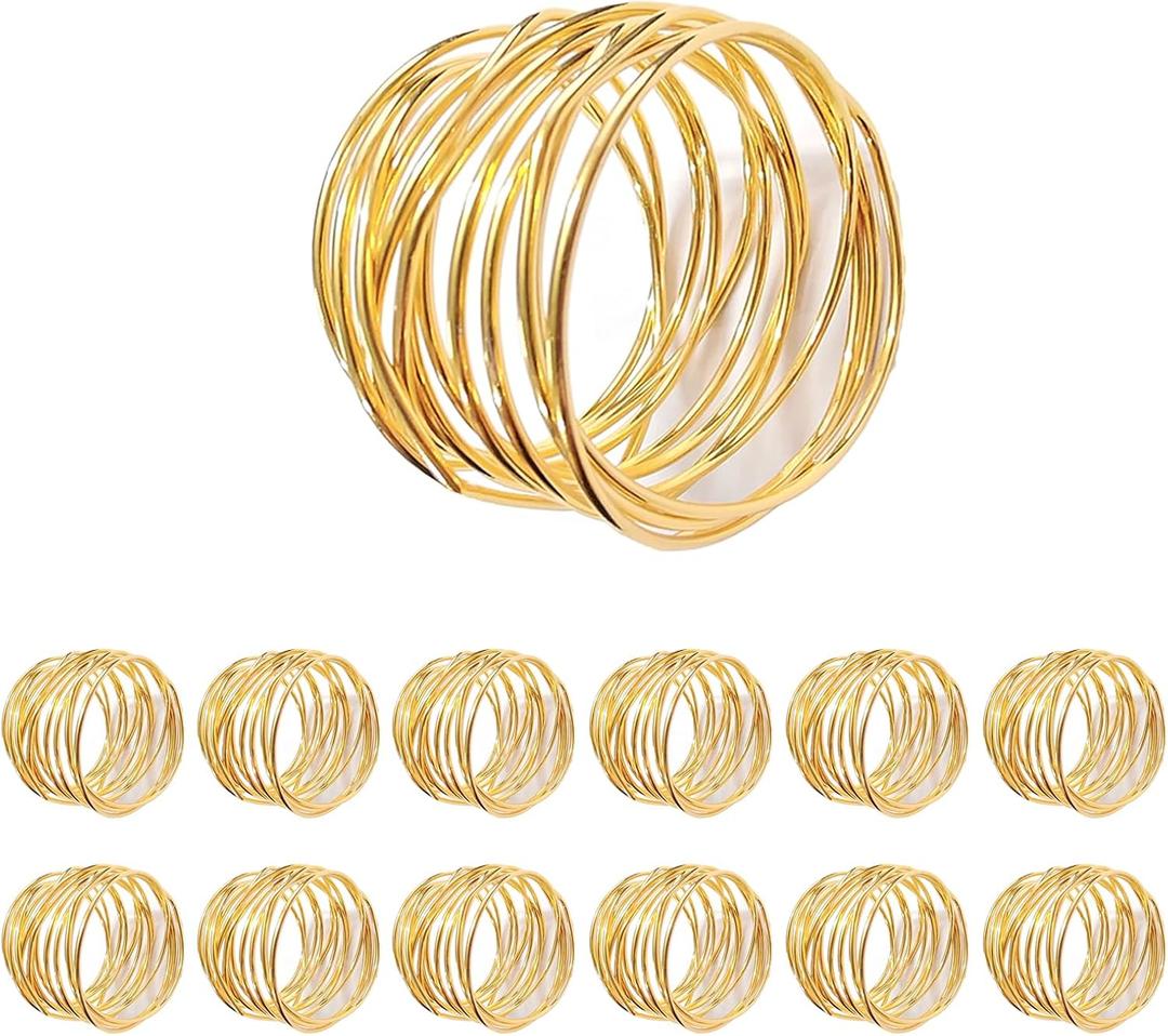 Gold Napkin Rings - 14 PCS Metal Napkin Rings(Twisted Wire) Napkin Holders Buckles for Family Dinner, Wedding, Party,Table Decorations
