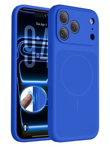 FlyReal Magnetic for iPhone 17 Pro Max Case, Design for iPhone’s New Back, Compatible with MagSafe, Integrated Silicone Camera Control & Camera Protection Microfiber Lining Case, 6.9", Klein Blue