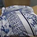 Dobuyly Floral Queen Comforter Set, 7 Piece Bed in a Bag Queen Size Blue Flowers on White Botanical Bedding Set, Soft Microfiber Bedding Comforter Sets with Sheets for All Season