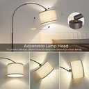 Seaside village Floor Lamp for Living Room, Arc Lamp with Adjustable Head, Modern Tall Lamp with On/Off Pedal Switch, Over Couch Standing Hanging Light for Reading, Bedroom, Office (Brown)