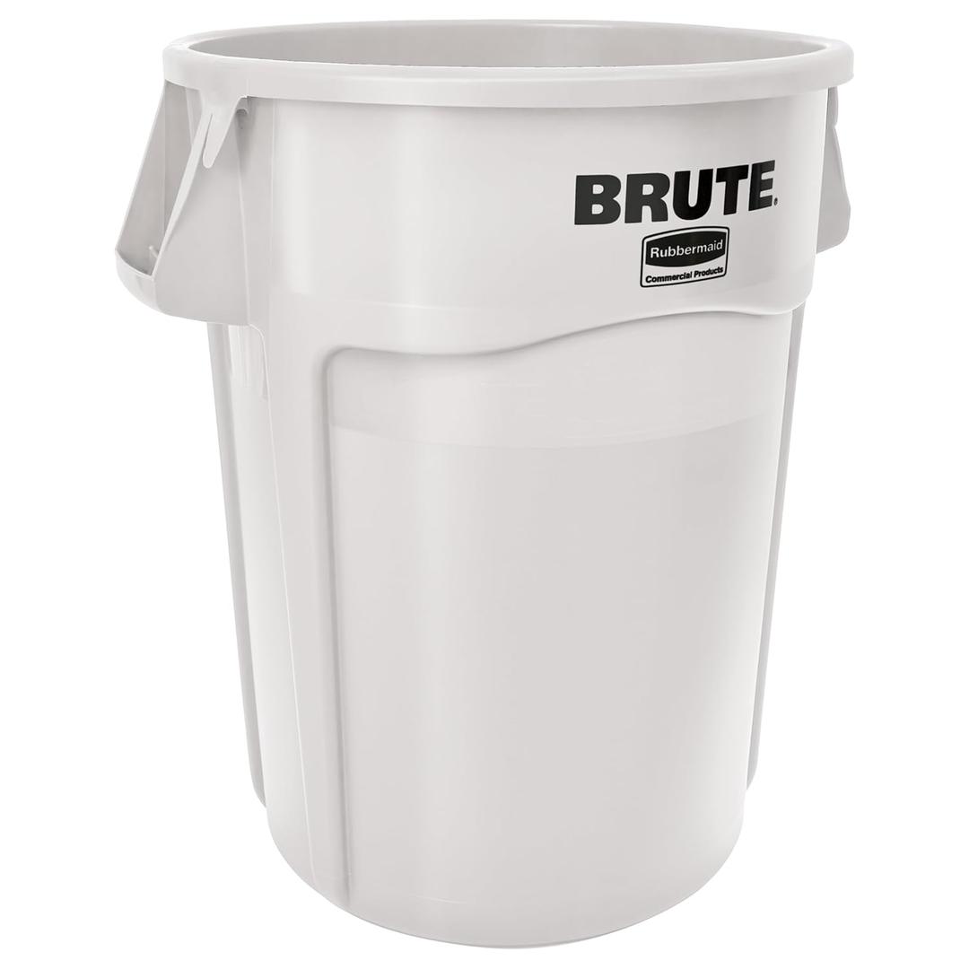 Rubbermaid Commercial Products BRUTE Heavy-Duty Round Garbage Can with Venting Channels, 44 Gallon, White, Waste Container for Landscapers/Construction Sites/Restaurants/Offices/Warehouses/Home