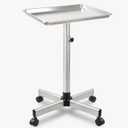 Salon Tray on Wheels, Hair Color Tray Salon Service Rolling Cart with Adjustable Height, Metal Tattoo Trolley Tray for Spa&Home Use, Silver