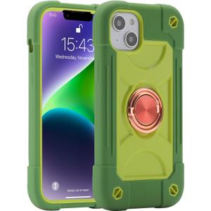 MARKILL Compatible with iPhone 14 Plus Case 6.7 Inch with 360 Degree Rotate Ring Stand, Military Grade Drop Protection Full Body Rugged Heavy Duty Protective Cover for iPhone 14 Plus. (Avocado)
