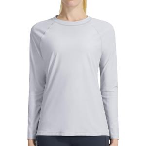 KPSUN Womens Long Sleeve Rash Guard UPF 50+ Swim Shirts Sun Uv Protection Surfing Top for Beach Swimming Quick Dry (Small, Grey)