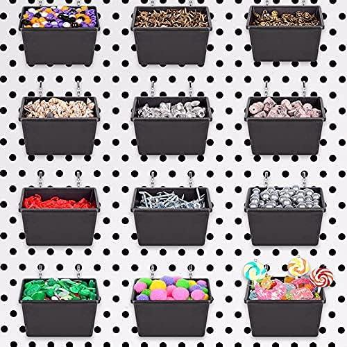 G.CORE 12 Pack Small Pegboard Bins with Hooks, Peg Board Hooks Assortment Organizer Accessory, Various Tools Storage Arrange System Kit for Garage Craft Workshop Workbench Hobby Office