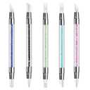 5 Pcs Silicone Nail Tools Dual Tipped Nail Art Sculpture Pen Rhinestone Nail Polish Carving Pen Rubber Tip Nail Brushes