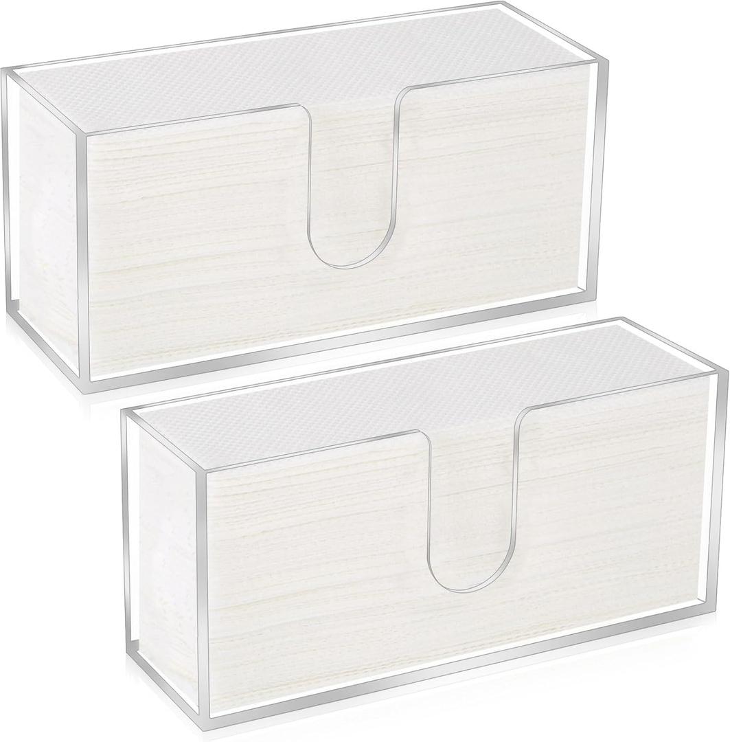 2Pcs Acrylic Paper Towel Dispenser, Paper Towel Holder Countertop Clear Multi Trifold Napkin Holder, Suitable for Z-fold, C-fold or MultiFold Paper Towels for Bathroom, Toilet, Kitchen