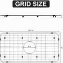 Sink Bottom Grid 24-1/8" x 12-5/8", Centered Drain with Corner Radius 1-1/2", Sink Protector with Rear Drain for Single Sink Bowl (24.1"W x 12.6"D x 1"H)