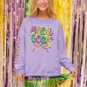 Fat Tuesday Sweatshirt for Women Long Sleeve Shirt New Orleans Novelty Graphic Pullover Outfit (XL)