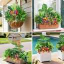 Artificial Plants Outdoor,18PCS UV Resistant Fake Greenery&Flowers with Stems Faux Plant Outside for Front Proch Garden Patio Planters Window Boxes Home Decor(Not Included Planter)