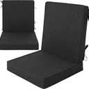 Outdoor Chair Cushions, Water-Resistant & Fade-Resistant, Patio Furniture Lawn Dining Chair Seat Replacement with Mid Back, Ties Zipper, Removable Cover, 18 x 16.5 Inch, Set of 2, Black