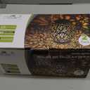 2 Pack Outdoor Solar Hanging Lantern Lights Metal LED Decorative Lamp for Garden Patio Courtyard Lawn and Table with Hollowed-Out Design (Bronze)