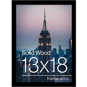 Frame Amo 13x18 Black Solid Wood Poster Frame, 1 inch Wide Border, Acrylic Face
