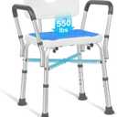 TABEKE Shower Chair for Inside Shower, FSA/HSA Eligible 500lb Compact Shower Chair with Backrest & Padded Armrest, Height Adjustable Shower Bench W.Suction Cups, Shower Seat for Elderly and Disabled (Medium)