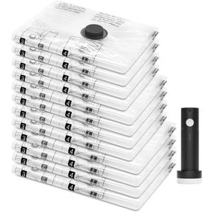 12 Pack Travel Vacuum Storage Bags with Portable Electric Pump, Compression Packing Seal Space Saver Cubes for Clothing Clothes Suitcase Luggage Organizer