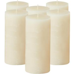 Simply Soson 3x6 inch Ivory Pillar Candles Set of 6, Rustic Texture, Unscented Ivory Candles, Dripless Candles, 3 inch Pillar Candles Ideal as Wedding, Parties, Spas, Dinner, Home Decoration, Church