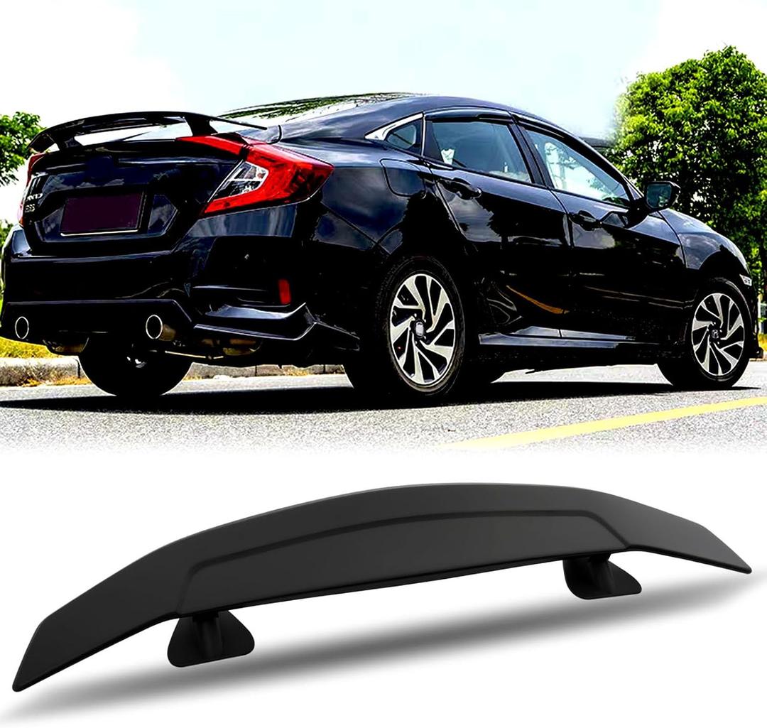 JMTBNO 46Inch Universal Rear Spoiler, Black Sport Style Racing Spoiler Truck Wing Lightweight,Rear Trunk Spoiler Wing Lid Tail Deck Spoiler Fit for Sedan Coupe Hatchback