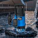 ZLAISS 1HP Submersible Water Pump - 3700 GPH Portable Water Pump with Automatic Float Switch for Removing Muddy Dirty/Clean Water from Swimming Pool, Pond, Garden, Hot Tub