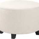 H.VERSAILTEX Ottoman Cover Stretch Ottoman Slipcover Round Ottoman Storage Cover Folding Stool Covers Furniture Protector Cover for Footrest Ottoman Fit Dia 30" - 41", Ivory