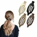 Flat Hair Clips for Women - Large Hair Claw Clips and Duckbill Hair Clip for Women for Thin or Thick Hair - No Slip Strong Hold Hair Clip for Styling (4Pack, 4Colors) (Style 2)