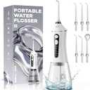Water Flosser for Teeth Cleaning and Flossing, 5 Modes Rechargeable Cordless Oral Irrigator 320ml Water Tank Teeth Cleaner, IPX7 Waterproof Portable Electric Dentel Flossers for Home and Travel, White