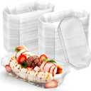 ZOOFOX 200 Pack Banana Split Boat Plate, 12 oz Disposable Ice Cream Sundae Bowls, Clear PET Plastic Dessert Bowls for Serving, Weddings, Catering, Home or Event Party Supplies