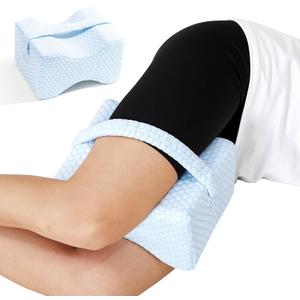 Knee Pillow for Side Sleepers, Leg Pillow for Sciatica, Back, HIPS, Knees, Joints Pain Relief,Pillows for Between Legs While Sleeping Spine Alignment Support & Relieves Pressure,Cooling White