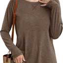 Girls Long Sleeve Shirts Cute Crew Neck Tshirts Kids Fall Back to School Tops Soft Clothes Size 10-12 (Brown)