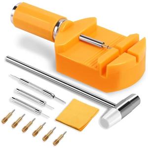 HECHIO 12 Pieces Watch Link Removal Kit，Professional Watch Band Replacement Tool，10 Pcs Spare Spring Bars and 10 Pcs Cotter Pins, 1 Double Head Hammer, 6 Spare Pins