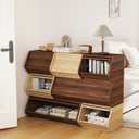 Stackable Multi-purpose Storage Boxes,Walnut,31.5‘’L,Combination Cabinet