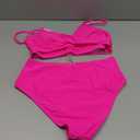 Edelqual Women's High Waisted Bikini Sets Two Piece Swimsuit Tummy Control Bathing Suit V Neck Swimwear 2025 Swim Suit (Large, Pink)