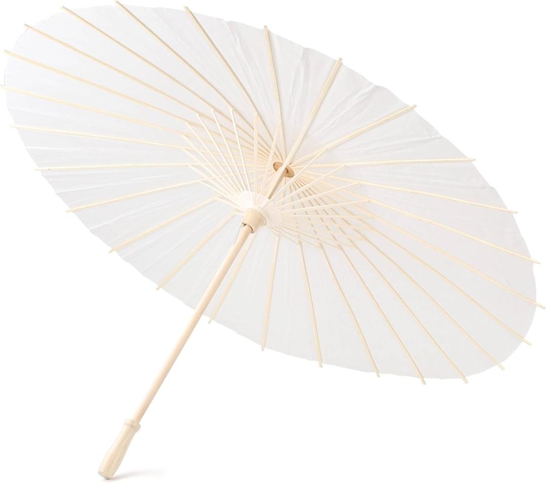 MEIKLE 33 inches Paper Parasol Paper Umbrellas for Weddings Chinese Japanese White Umbrella DIY Painting Decorative (1 Pcs)